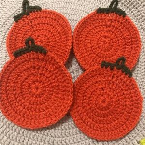 Coasters Hanmade Crochet Pumpkin Coasters Set of 4